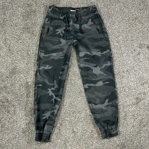 TNA Aritzia Supply Cargo Pant Women XS Black Grey Camo Heavyweight Baggy Utility